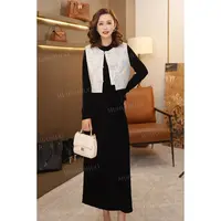 连衣裙套装上衣气质复古提花显瘦长袖中国风新中式时尚丝绒套裙