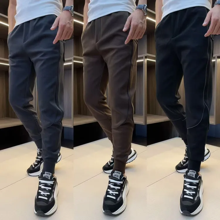 2025.秋冬百搭侧扎条常规拉链兜休闲裤.609