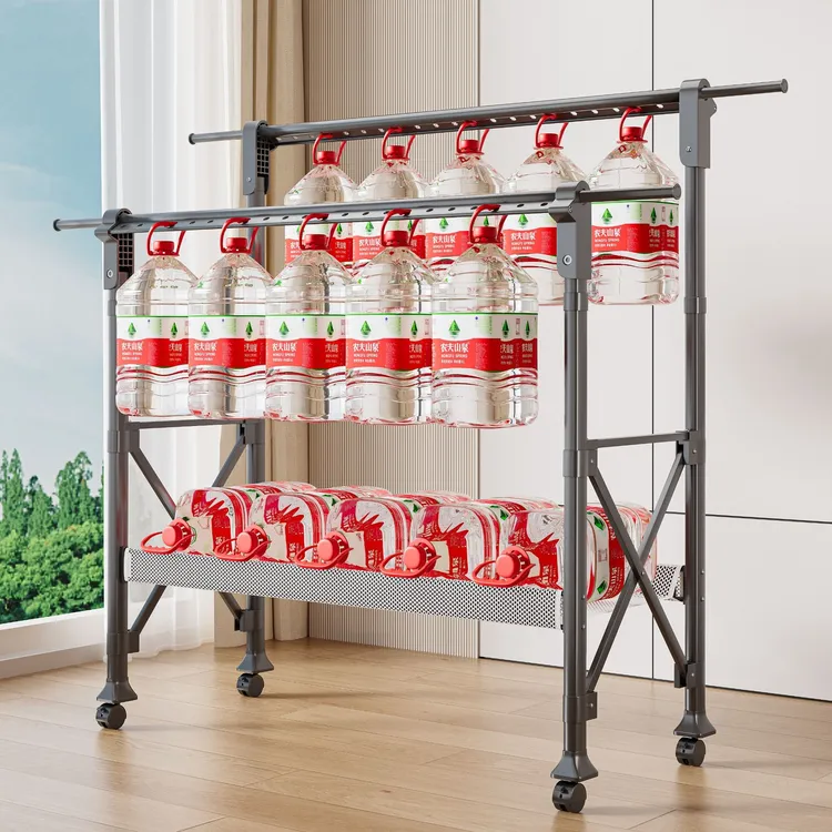 伸缩款晾衣架置物架可拆卸可伸缩衣服架可升降落地阳台家用挂衣架