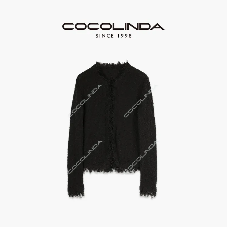 COCOLINDA | 流苏边黑色小香风空调衫外套S1014