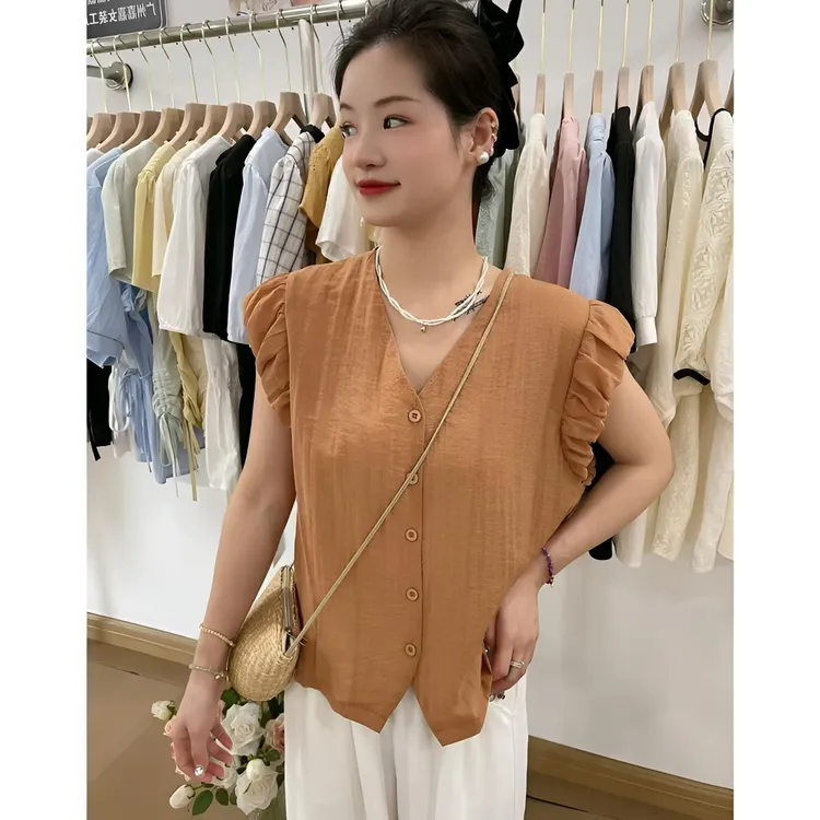 【全额运费补贴】夏季新时尚百搭修身显瘦法式洋气设计感女士无袖衫