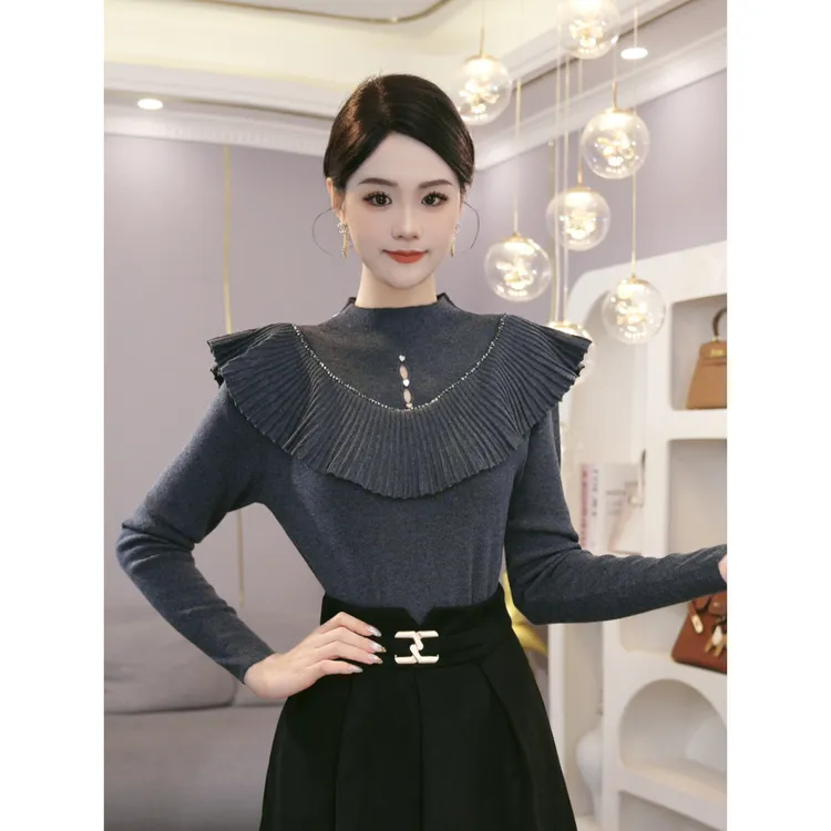 2025秋冬新款【8502】含绵羊毛气质时尚百搭针织衫灰色爆款毛衣女