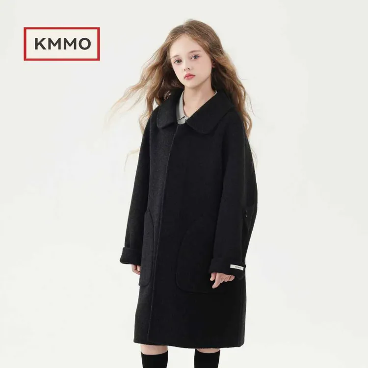 KMMO女童双面羊绒大衣2025新款秋冬季儿童羊毛呢子外套中长款加厚