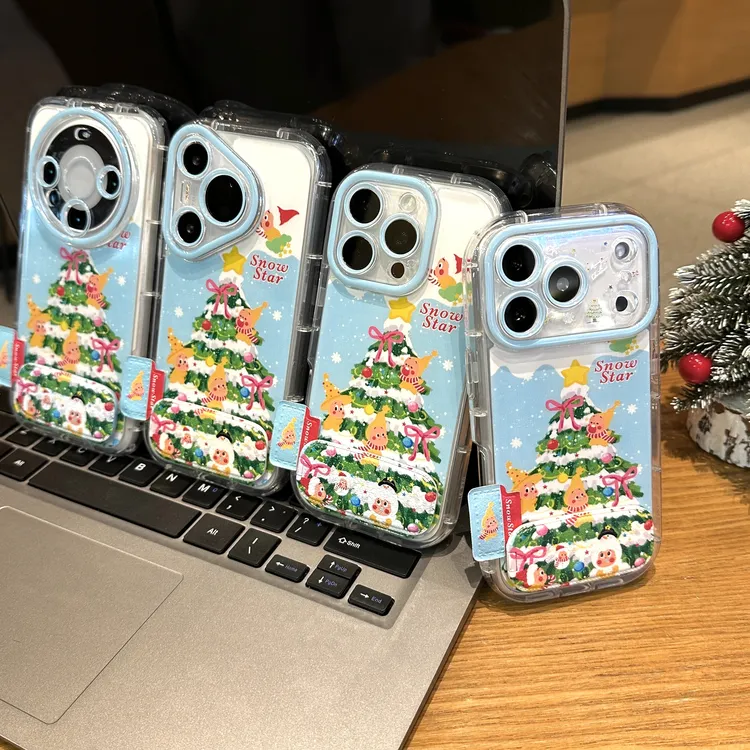 圣诞氛围星星人支架适用苹果16/17手机壳华为P70女vivo小米15oppo