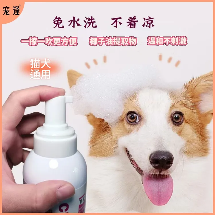 宠逢宠物干洗泡沫慕斯猫狗通用免洗沐浴露柔顺毛发抑菌温和无刺激