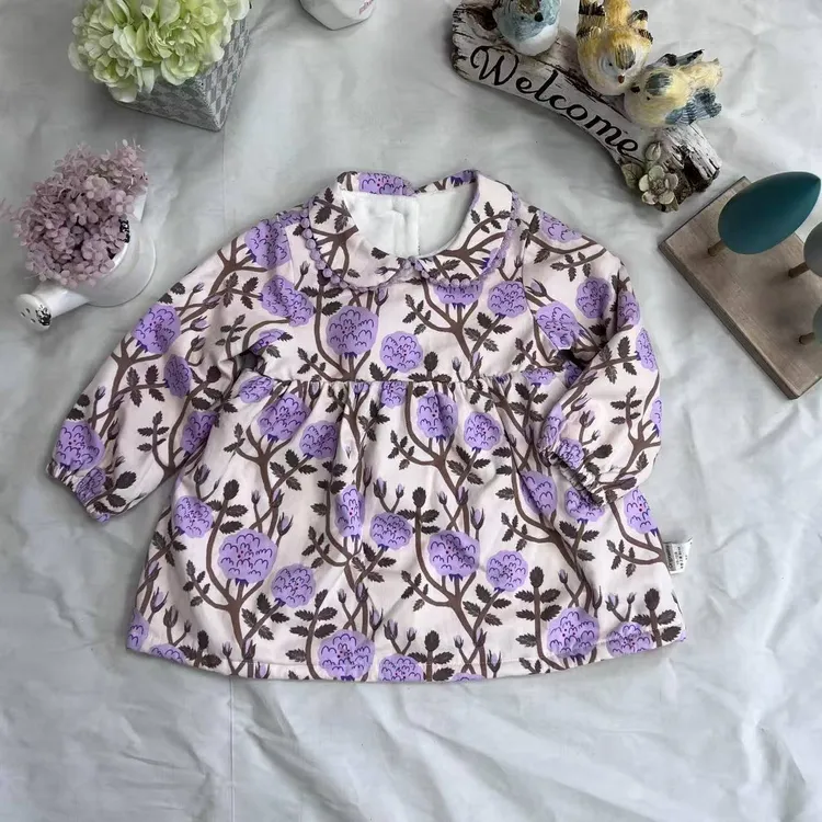 爱麻麻9132051全棉加绒连衣裙独特洋气时髦女童装宝宝拍照服装