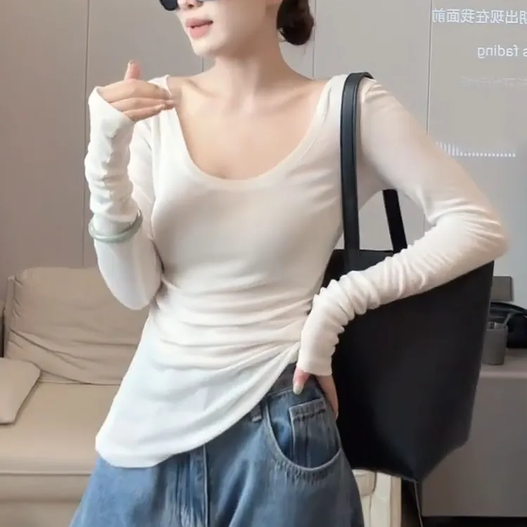 2025新款秋冬气质上衣高级简约轻薄显瘦微透长袖T恤LK2506752
