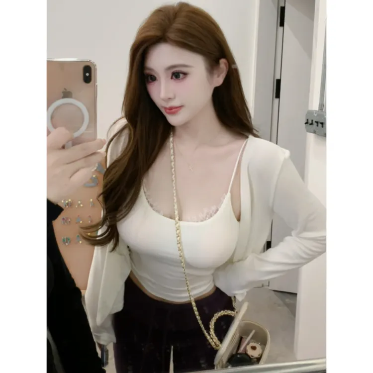 WBB【皓月碧波】极简高级感显瘦显身材韩系纯欲蕾丝外搭内搭套装