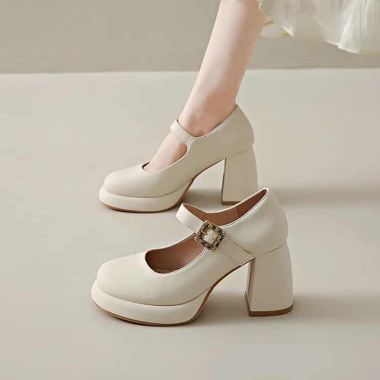 高跟鞋女粗跟单鞋2025春季新款气质浅口温柔风配裙子法式玛丽珍鞋