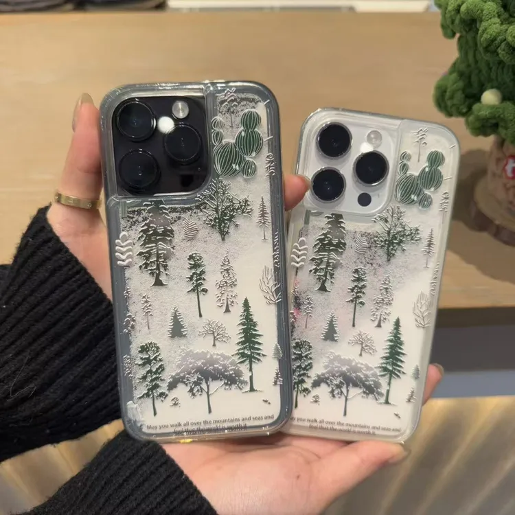 奥菲顿雪山松树林适用iPhone16/17流沙手机壳小米vivoppo华为p70