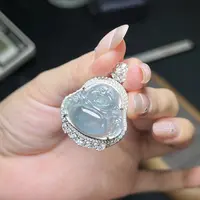 【上旭珠宝】天然翡翠A货蓝水佛公 多样性发一件