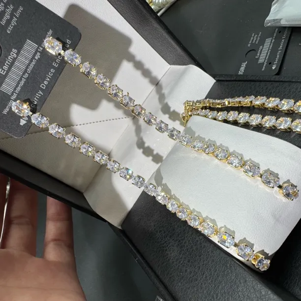 铜合金合成锆石耳饰 极简风单根长款流苏耳环高级感轻奢简约大气