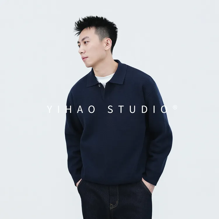 YIHAO STUDIO秋冬男士老钱风针织衫毛衣高级感长袖穿搭羊毛混纺