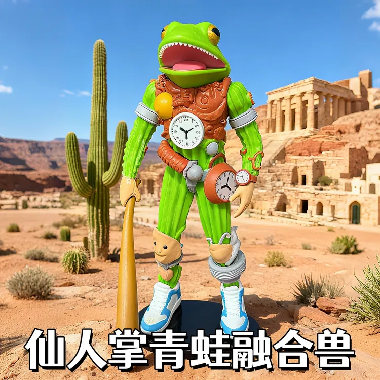 仙人掌青蛙融合兽新款合体融合版恶搞手办公仔摆件玩具