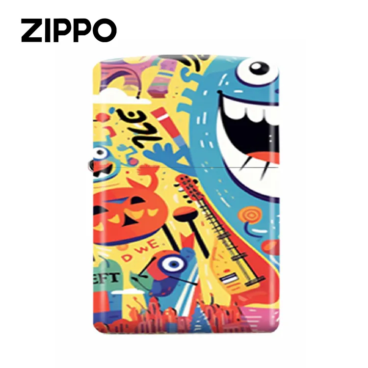 ZIPPO打火机 彩印夜光快乐狂欢 防风煤油打火机可爱送礼物DYH1X1
