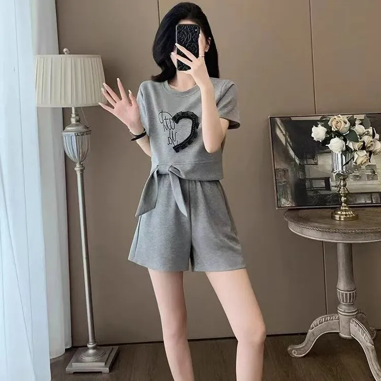 【运补6-10元】休闲时尚两件套夏季新款减龄宽松显瘦百搭圆领套装