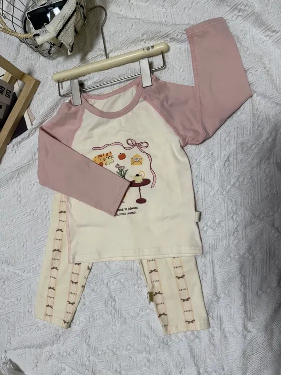 莱卡套装卡通男女童睡衣