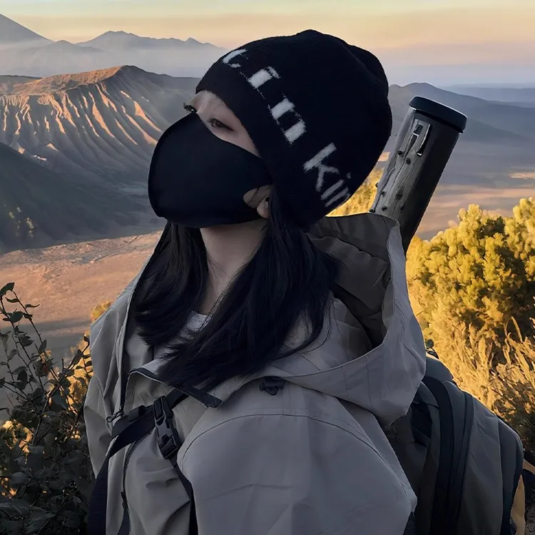 针织帽子女日系大头围显脸小川西旅游户外徒步毛线堆堆帽登山冷帽