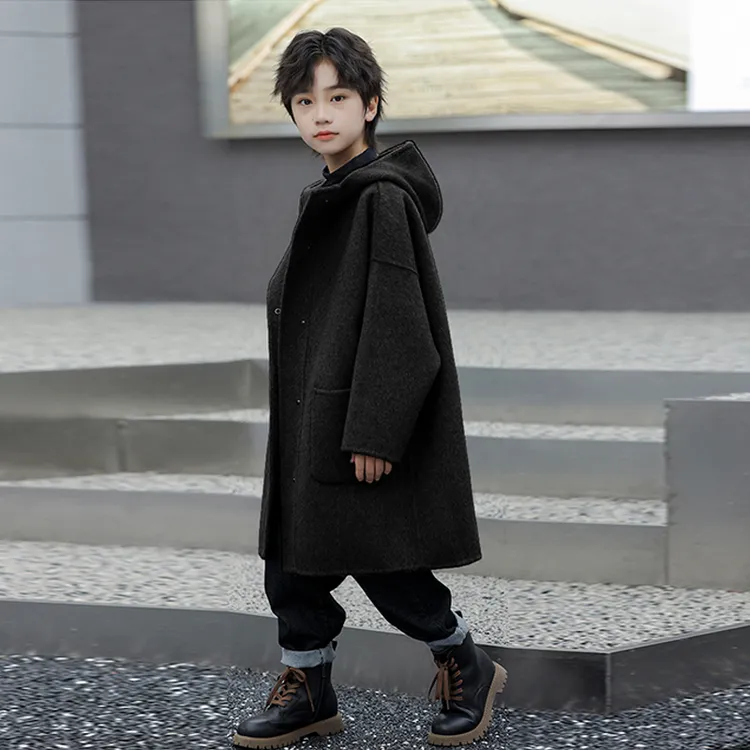 轻奢男童双面羊绒大衣秋冬新款儿童羊毛呢外套手工羊毛双面呢大衣