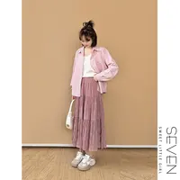 89粉色奶油⑧七七146小个子复古格子衬衫女士夏季长袖外套小美说