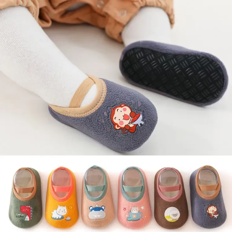 宝宝地板袜秋冬加绒加厚婴儿学步袜鞋防滑隔凉步前鞋软底冬季脚套