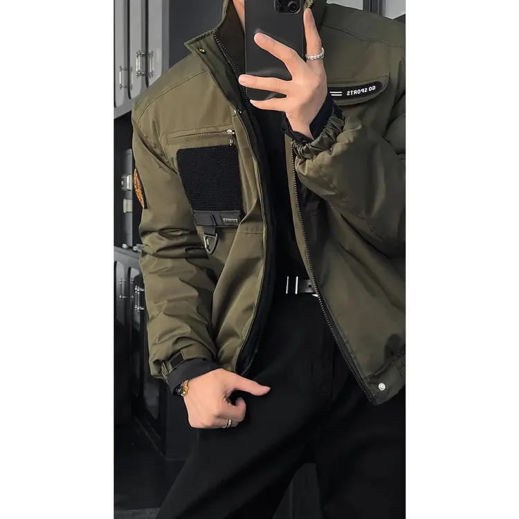 龙刀刀秋冬新款美式复古骑兵服廓形立领百搭棉服飞行员夹克外套