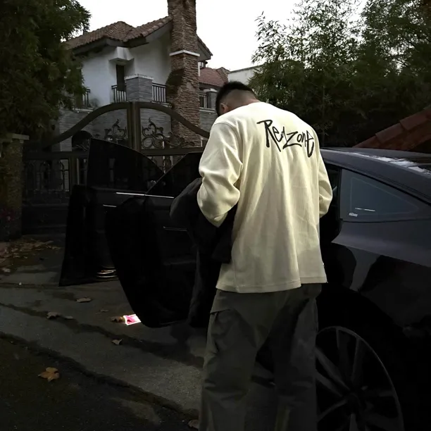 Redzone草写华夫格重磅长袖圆领卫衣