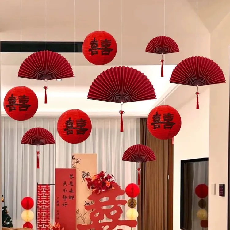 婚房布置套装结婚新房男方女方房间卧室床头客厅拉花晨袍背景装饰