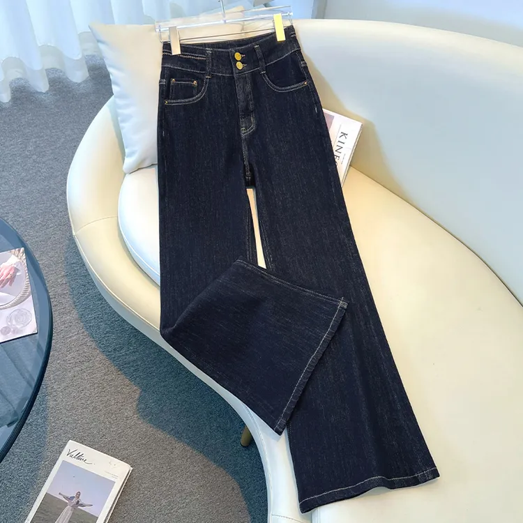 牛仔时尚软牛仔女裤仙女风喇叭裤高腰显瘦春秋芭蕾风国风微喇宽松