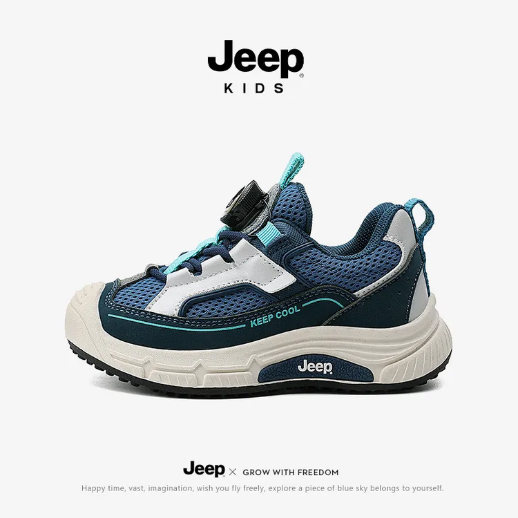 jeep男童鞋子2025新款春秋网面软底防滑跑步鞋童鞋女童儿童运动鞋