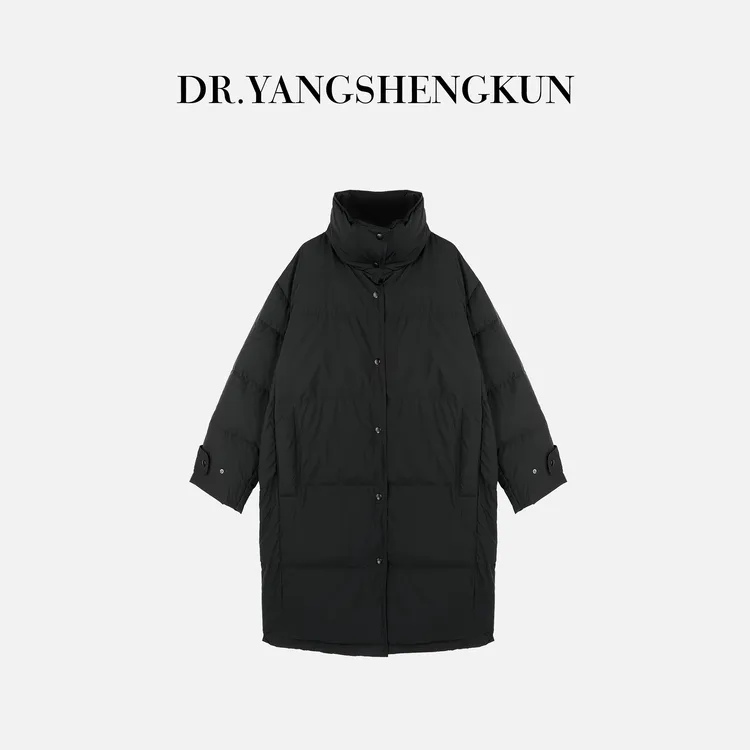 杨圣坤2025冬季新品90白鹅绒简约百搭立领长款羽绒服女EY25101703