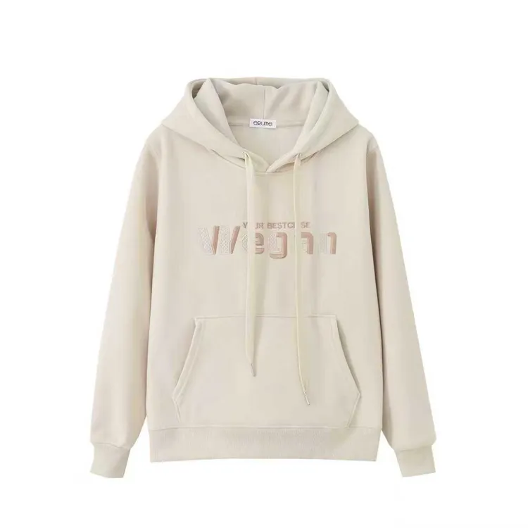 正肩加绒连帽欧风2025冬季刺绣字母休闲百搭长袖卫衣女款上衣3368