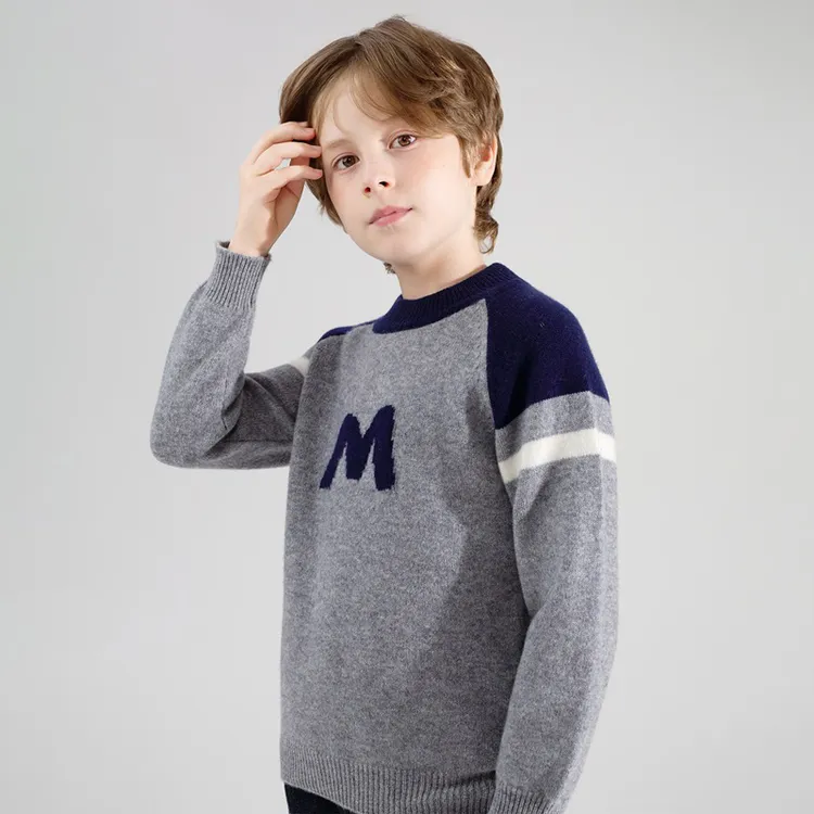 秋冬新款撞色小中大童加厚保暖针织男孩羊毛衫儿童针织半高领毛衣