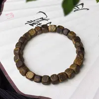 沉香沉香海南莺歌绿丝楠沉香规整四方珠5mm单圈沉香手串