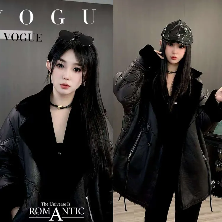 皮毛一体羽绒服2025秋冬季新款欧货皮草外套中长款黑色皮羽绒显瘦