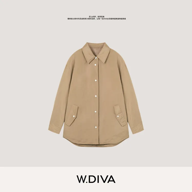 W.Diva【出行计划】秋季宽松通勤棉服长袖加厚衬衫外套女54C073069