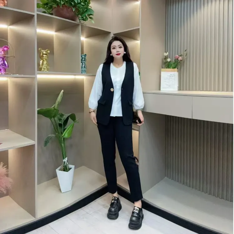 秋季三件套装-鸿 2892时尚休闲洋气潮流百搭显瘦胖MM大码女装新款