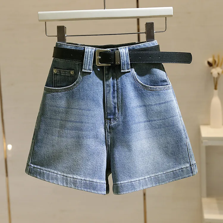 复古高腰牛仔短裤女2025夏季新款韩版宽松显瘦外穿a字阔腿热裤子