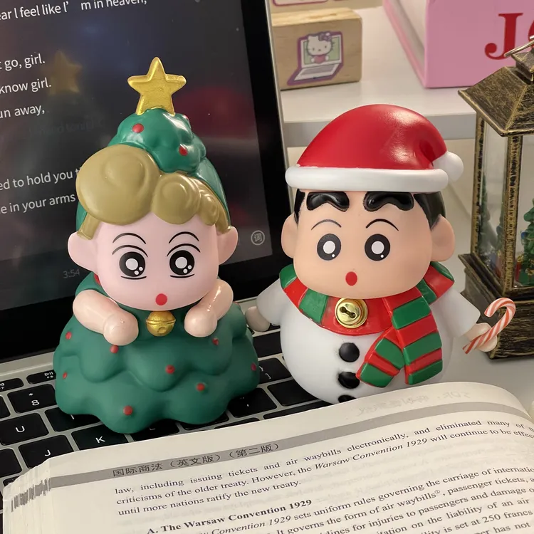 蜡笔小新手办圣诞限定雪人小新圣诞树小葵可爱公仔桌面摆件礼物