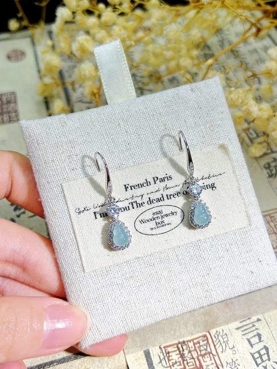 翡翠蓝水女款耳坠轻奢小众设计富态耳环~多样性发货