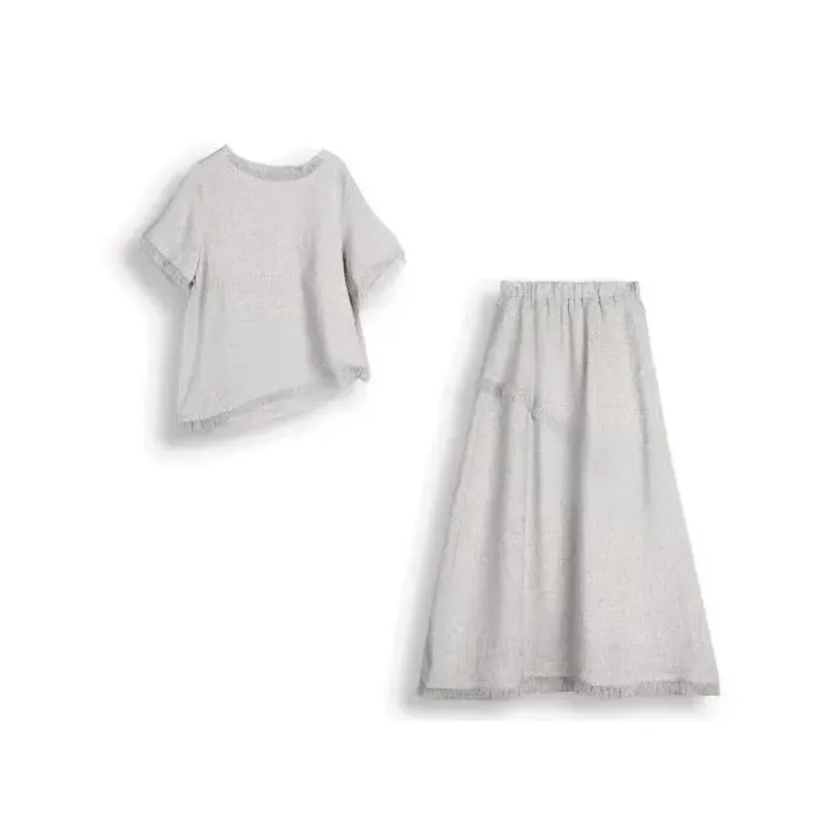 宽松显瘦气质百搭时尚套装2025夏季新款流苏两件套JS-89001