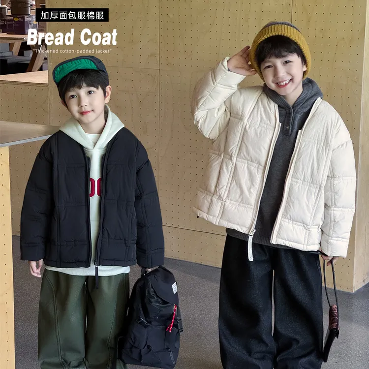 棉小班冬季韩版纯色宝宝面包服加厚保暖低领儿童棉服AD5004