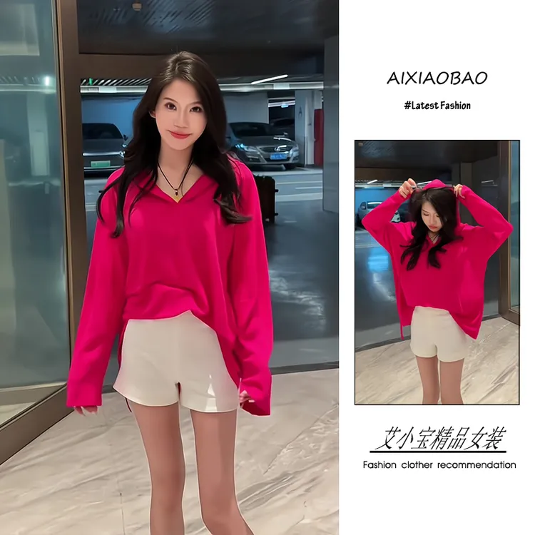 夏季2025新款女装韩系慵懒风显白百搭薄款防晒连帽上衣短裤两件套