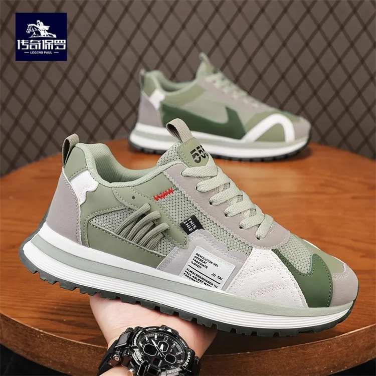 传奇保罗男鞋透气网面运动鞋英伦时尚男士休闲阿甘鞋轻便老爹潮鞋