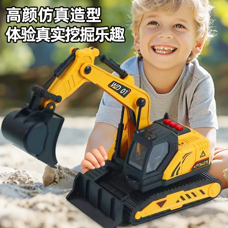 玩具工厂惯性回力玩具WD101-A挖掘机早教玩具车声光男孩生日礼物