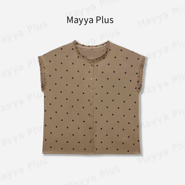 【珍珠冰茶】Mayya Plus麦芽定制新款亚麻衬衫夏季百搭上衣32528961