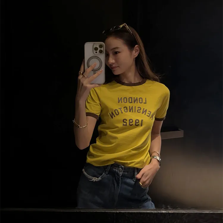 靠谱。【ins字母T】新款简约拼色字母印花短袖T恤KP250437