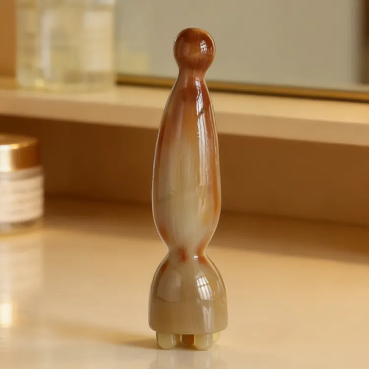 牛角一体五珠小莲蓬眼部按摩拨筋棒面部美容护肤工具实心按摩棒