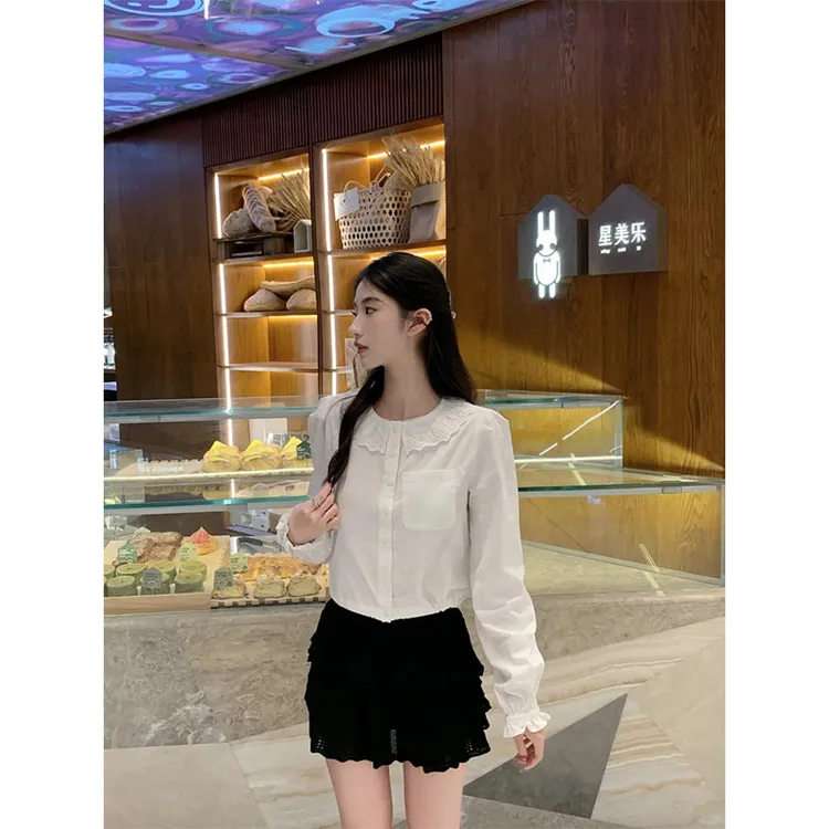 2025秋冬优雅财阀千金范设计感小众洋气长袖衬衫上衣高腰半身裙女