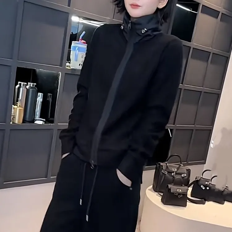 设计感加绒立领长袖拉链卫衣女冬季新款时尚休闲百搭女士显瘦上衣